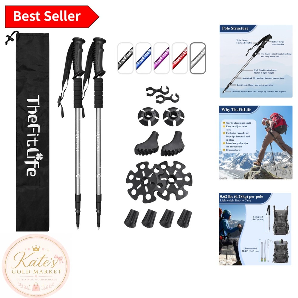 Ultralight Collapsible Trekking Poles – Anti-Shock, Quick-Lock System, 51.2 Inch