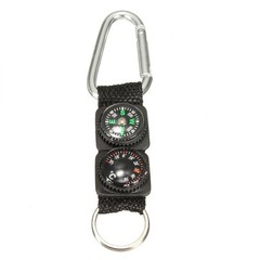 3PCS Multifunction Camping Carabiner Compass Thermometer Keychain Survival Tools