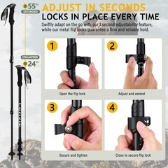 Lenzik Carbon Fiber Trekking Poles: Ultralight, Adjustable, All-Terrain, 2-Pack