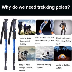 2X Trekking Poles Nordic Walking Sticks Adjustable Anti-shock Hiking Alpenstock
