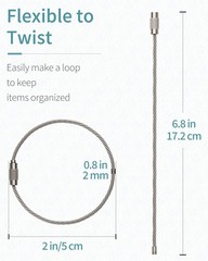 Pawfly 6 Inch Wire Keychain Cable Large Stainless Steel Key 10 Pack, Silver