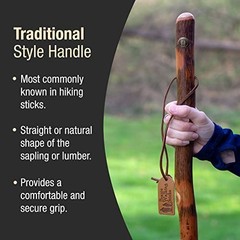Hiking Stick Handcrafted Hickory Wood Walking Cane with Strap for Men Women