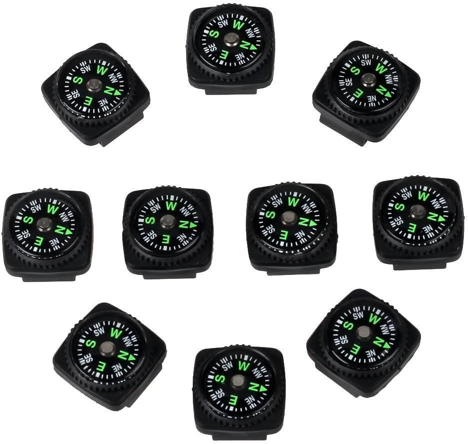 Hard Shell Liquid Filled Button Compass Set for Survival Watch Band Paracord Bra