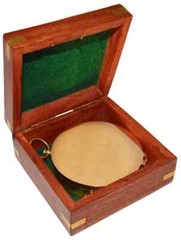 Large 4″ Brass Compass & Rosewood Storage Box, Fully Functional, Nautical Pirate