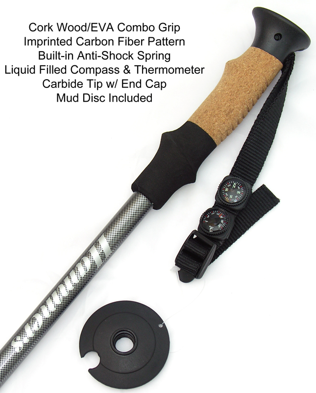 Hammers Cork Trekking Pole Hiking Stick Adjustable height Carbon Fiber Look