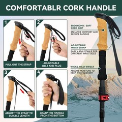 Carbon Fiber Trekking Poles – Lightweight Collapsible Hiking Poles, 2 PCS Nor…