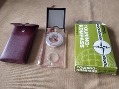 Cold War West Germany Compass w/ Mirror & Case Complete Vintage Navigation Set