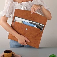 PU Leather A4 File Folder Document Holder Waterproof Portfolio Envelope Brown