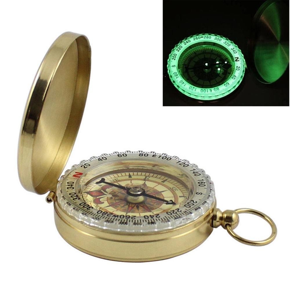 Luminous Mini Brass Watch Style Military Army Compass Outdoor Camping Keychain