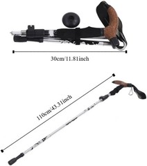 Aluminum Trekking Poles, Adjustable Collapsible 30-110cm Walking Sticks with