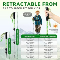 Collapsible Hiking Poles Kids 2 Pack Aluminum Trekking Poles Collapsible Hiking