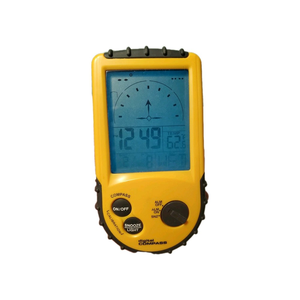 Digital Compass w/Blue Backlight Temperature Alarm Clock Water Resistant Hike ++
