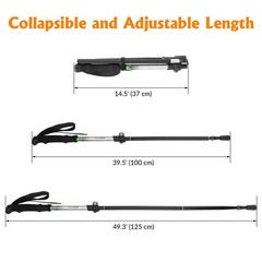 Travel Folding Trekking Hiking Pole with Carrying collapsible foldable, Black