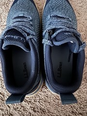 L.L. Bean Women’s Knit Low Top Lace-Up Sneakers Blue Gray Tan Rubber Sole