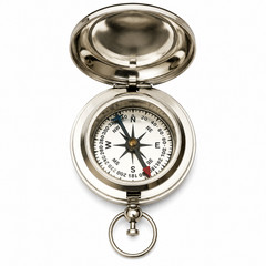 Personalized Pocket Compass with Hinged Cover and Key Ring