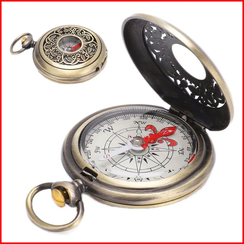 Compass New Outdoor Camping Hiking Portable Pocket Brass Gold Color Copper