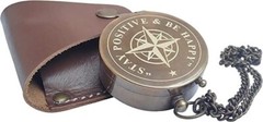 Flat compass leather case custom engrave design unique gift item