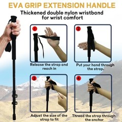 Carbon Fiber Trekking Poles 2 Pcs Ultra Lightweight Telescopic Collapsible