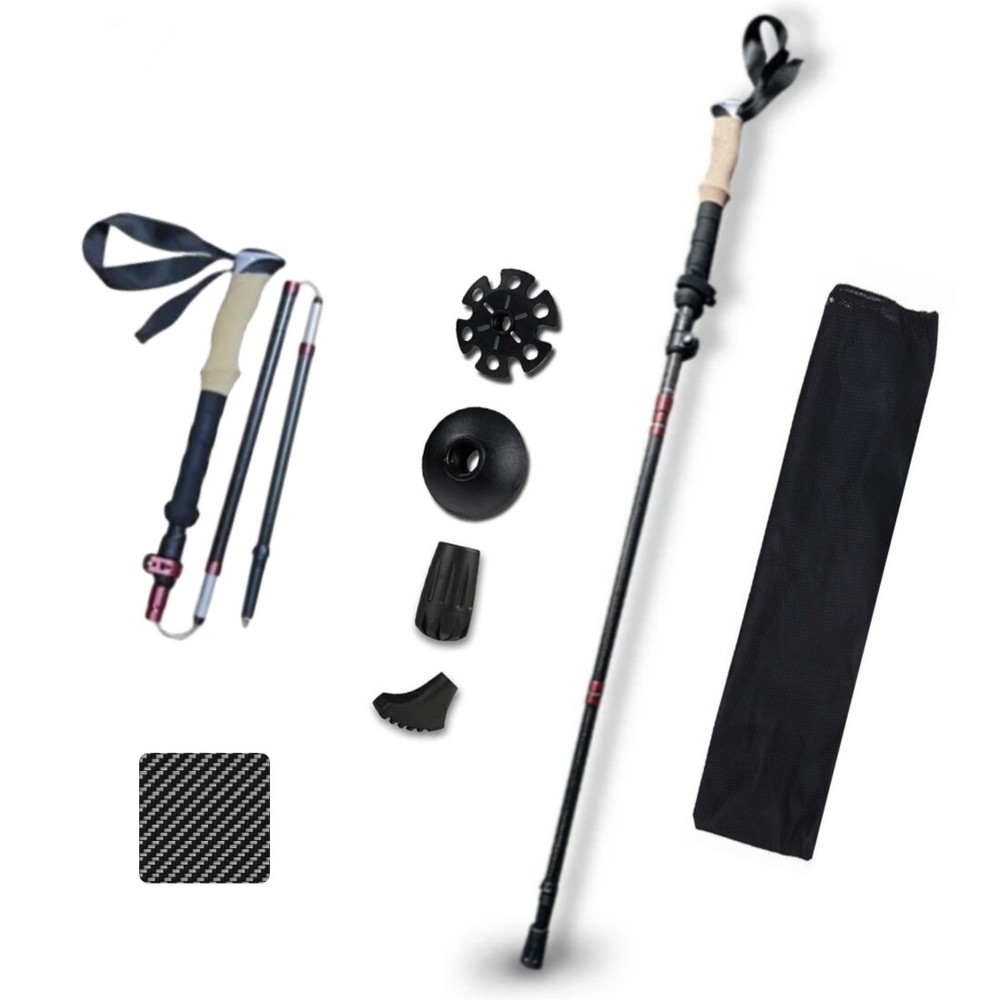 Carbon Fiber Trekking Poles Backpacking Hiking Walking Collapsible Stick Camping