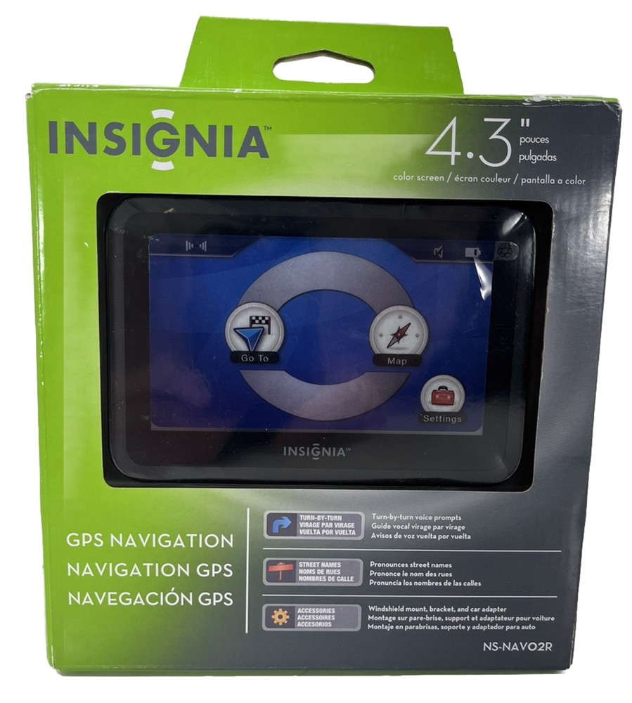 Insignia GPS Car Portable Navigator 4.3″ Color Screen NS-NAVO2R w/Accessories