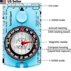 TurnOnSport Orienteering Compass – Advanced Scout for Green Orange