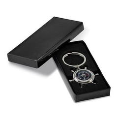 Nickel-Plated Compass & Ships Wheel Key Ring With Gift Box