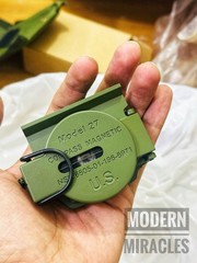 US Military Phosphorescent Lensatic Compass Olive Drab Waterproof with Pouch