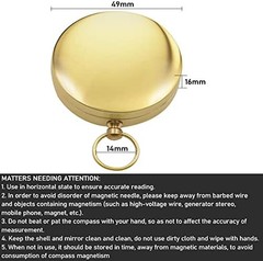 Camping Survival Compass for Hiking,Small Golden Pocket Compass for Kids,Glow in