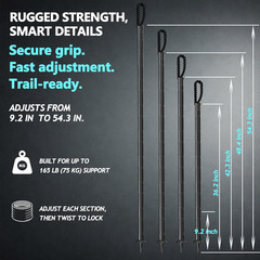 Adjustable Aluminum Tactical Hiking Stick with Storage – 8-Section Trekking Pole