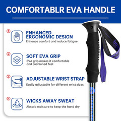 Collapsible Trekking Poles for Hiking 2 Pack Adjustable Aluminum Lightweight