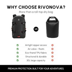 Premium IPX7 Airtight Waterproof Backpack for Kayaking, Paddle Boarding, Black