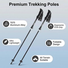Lightweight 7075 Aluminum Hiking Poles, Collapsible Walking Sticks, Set of 2