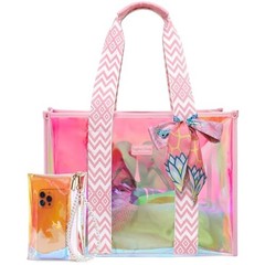 Waterproof Beach Bags for Women – Iridescent Jelly Tote Bag | Iridescent Pink