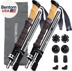 Trek-Z Cork Grip Trekking Poles – Lightweight Folding Hiking Poles, Adjustable H