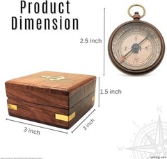 Vintage Brass Locket Compass with Wooden Box Case – Your Elegant Pathfinder