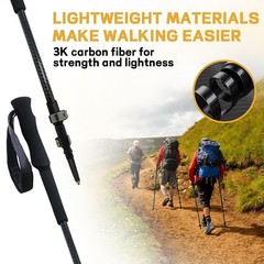 Carbon Fiber Trekking Poles 2 Pcs Ultra Lightweight Telescopic Collapsible Hi…