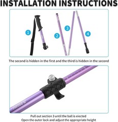 Lightweight Aluminum Adjustable Trekking Poles for Hiking, 1 Pair