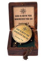 GOD is with You Wherever GO Joshua 1:9 Solid ‎2 Inch Diameter, Antique