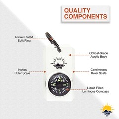 Sun Company MiniComp – Zipperpull Mini Compass with Split Ring