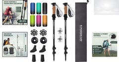 Nordic Walking Poles 2 Pack Lightweight Adjustable 25.5-54in Cork Grip Flip Lock