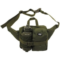Geocaching waist bag with drinking bottle olive cotton fanny pack belt bag