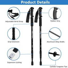 2X Hiking Trekking Poles Nordic Walking Sticks Adjustable Anti-shock Alpenstock