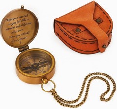 Personalized Brass Compass with Engraved Love Message | 8th for Husband or Wife