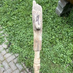 Hand-Carved Wooden Walking Stick Cane w/ Animal Head Handle, Brown, Unisex
