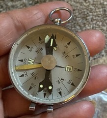 Vintage 1960’s Glass and Metal Japanese Magnetic Hand Compass