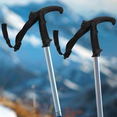 Walking Stick Handle Grip Made of with Ergonomic T Shape and Wrist Strap