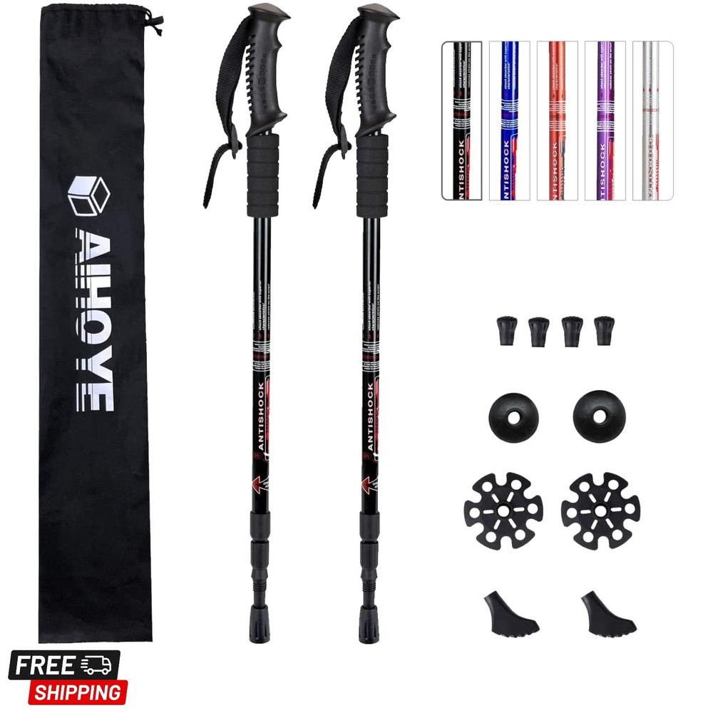 Hiking Trekking Poles, 2 Pack Collapsible, Lightweight, Anti Shock, Walking S…