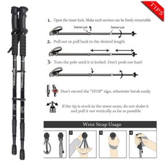 Telescopic Walking Trekking Poles Hiking Sticks Collapsible Alpenstock Pair of 2