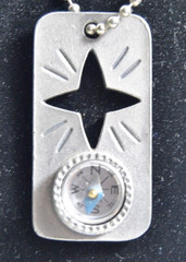 Hiking Camping Dog Tag Navigation Keychain on 15 Inch Chain