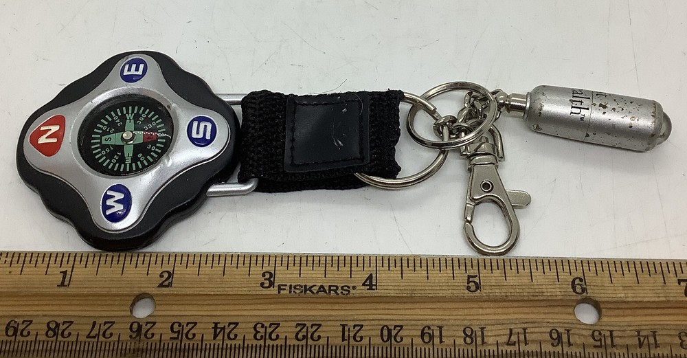 Survival Hiking Camping Compass Key Chain Nylon Clip On 4 Pack About 5 In Each